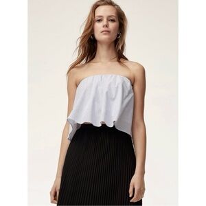 Babaton - Eckard Blue/white striped strapless blouse - Size M